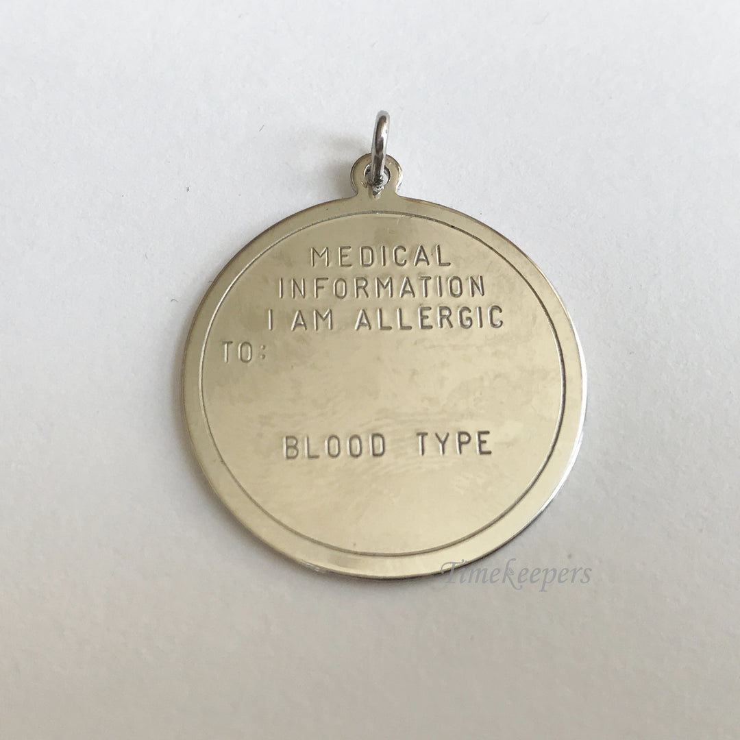 e249 Vintage Silver Tone Allergic Round Charm Pendant