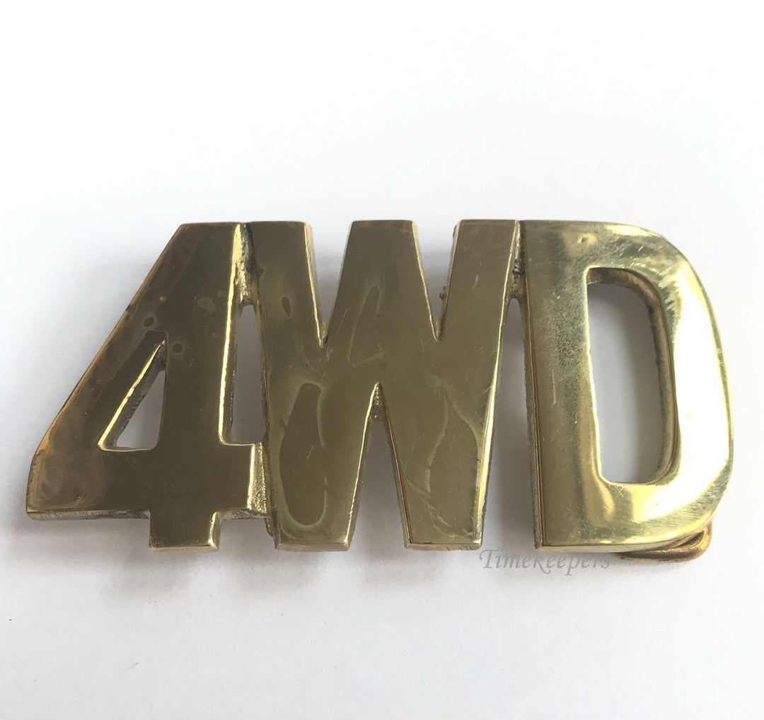 e273 Vintage Original Solid Brass 4WD Belt Buckle