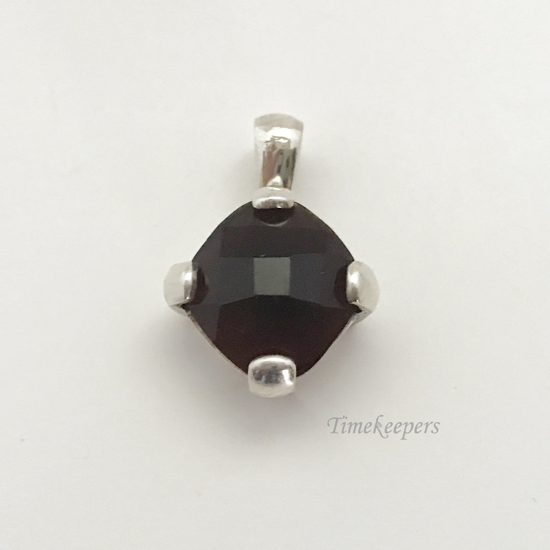 e358 Vintage Sterling Silver Brown Stone Pendant