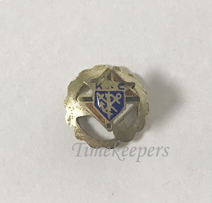 e465 Vintage Enameled 10k Gold Filled Fraternal K of C Lapel Pin