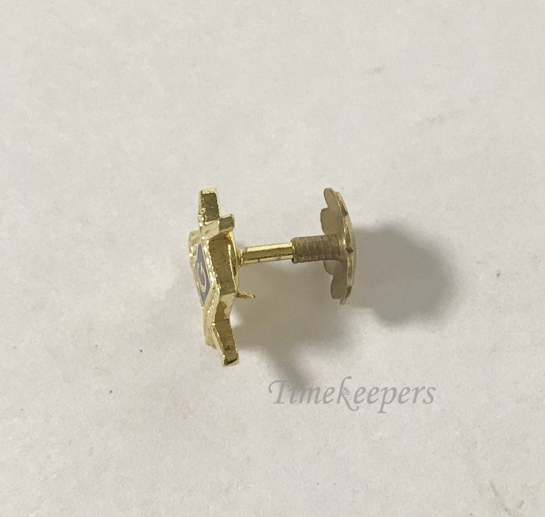 e468 Vintage Blue Enameled Gold Tone Masonic Fraternal Pin