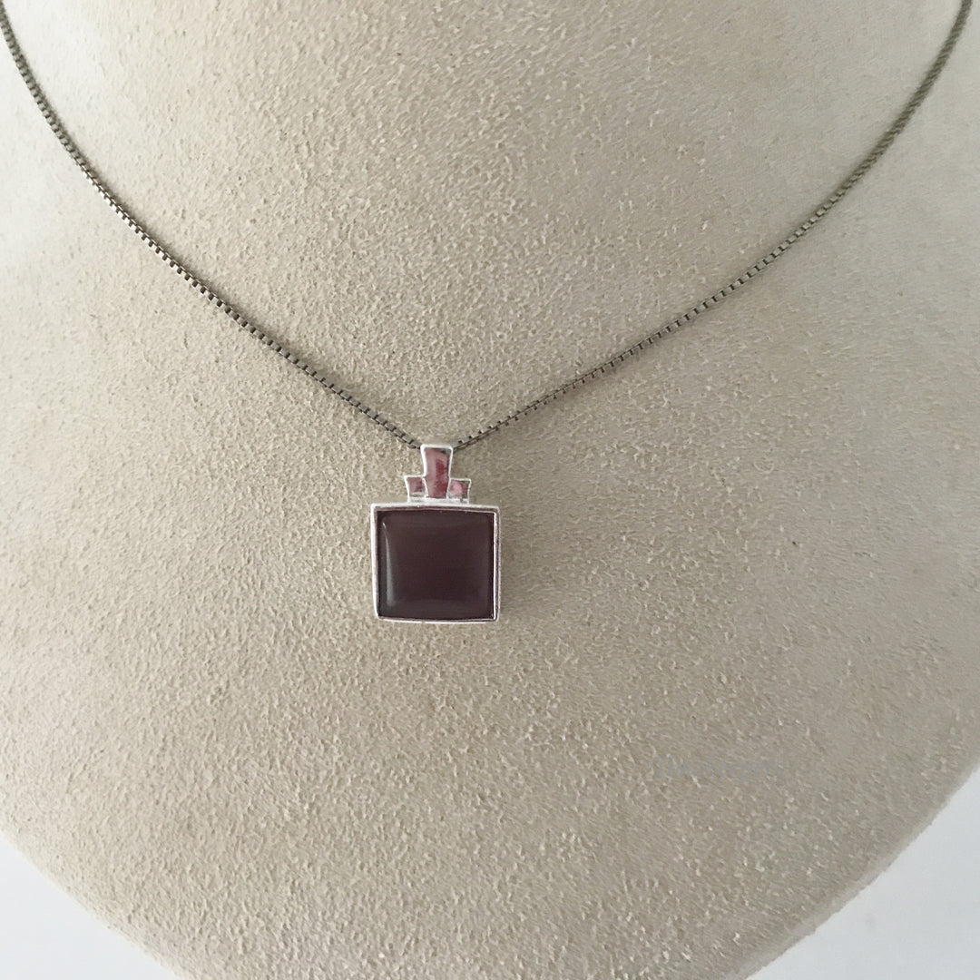 e488 Vintage Elegant Sterling Silver Earrings Chain Pendant Necklace 3pc Set