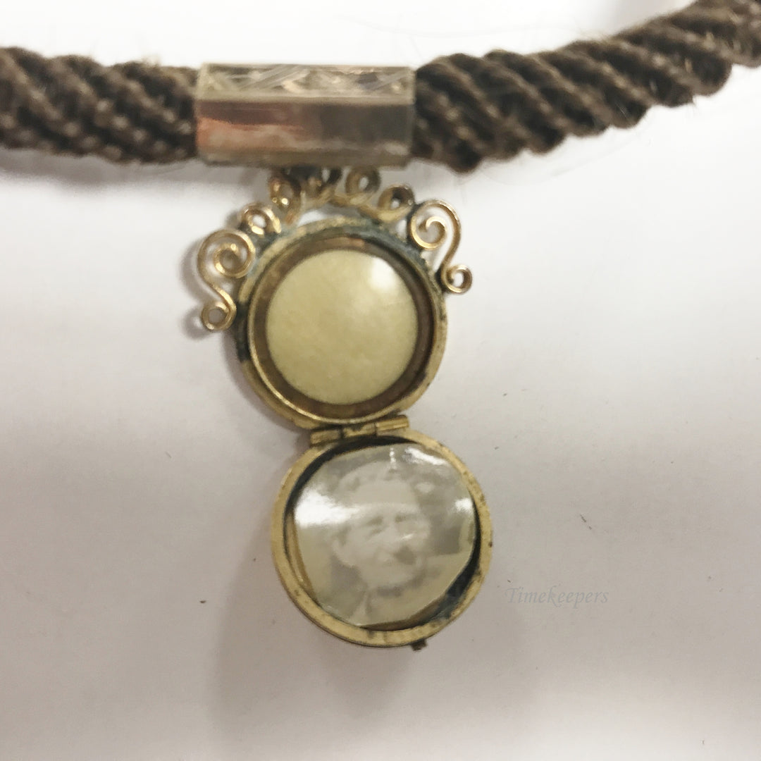 e496 Victorian Era Woven Hair Vest Pocket Watch Chain Gold Filled Findings Frame