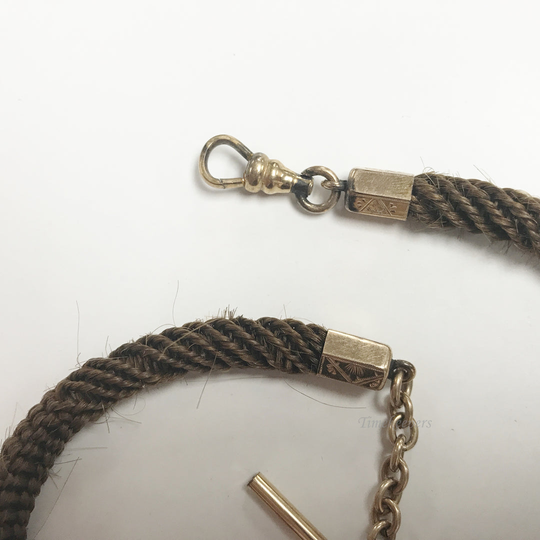 e496 Victorian Era Woven Hair Vest Pocket Watch Chain Gold Filled Findings Frame