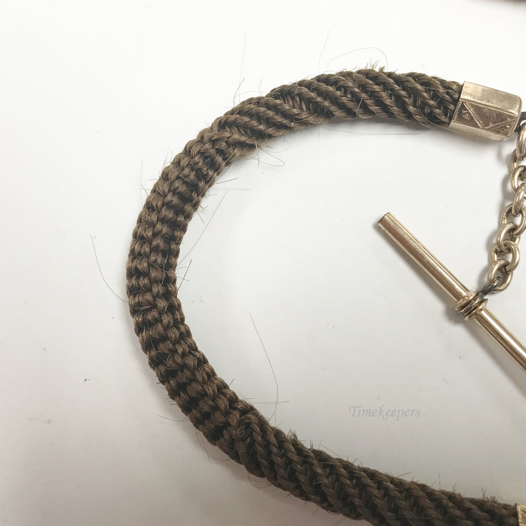 e496 Victorian Era Woven Hair Vest Pocket Watch Chain Gold Filled Findings Frame