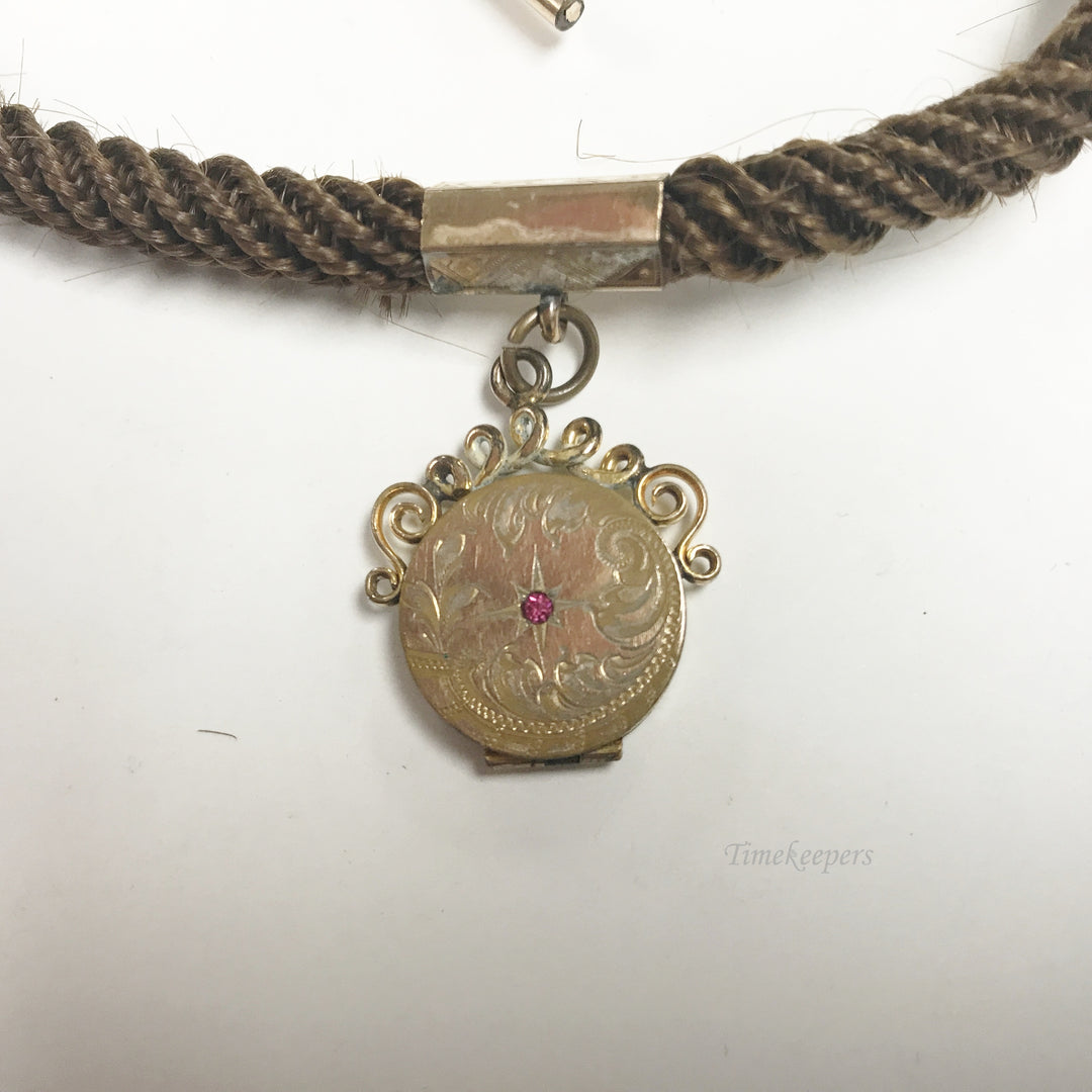 e496 Victorian Era Woven Hair Vest Pocket Watch Chain Gold Filled Findings Frame