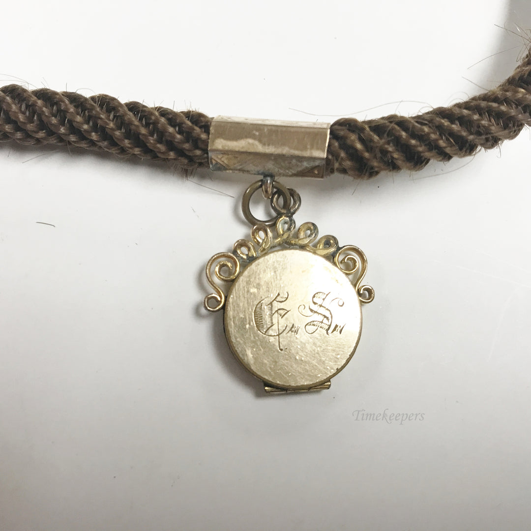 e496 Victorian Era Woven Hair Vest Pocket Watch Chain Gold Filled Findings Frame