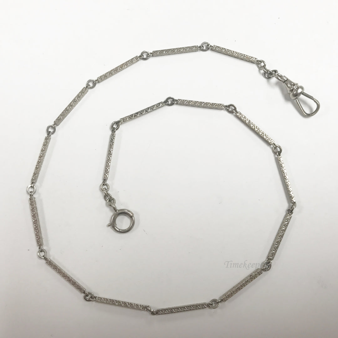 e511 Antique Gold Filled Vest Pocket Watch Chain Silver Tone 13"