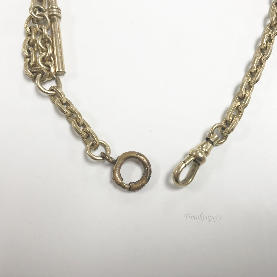 e515 Antique Gold Filled Vest Pocket Watch Chain Gold Tone 11"