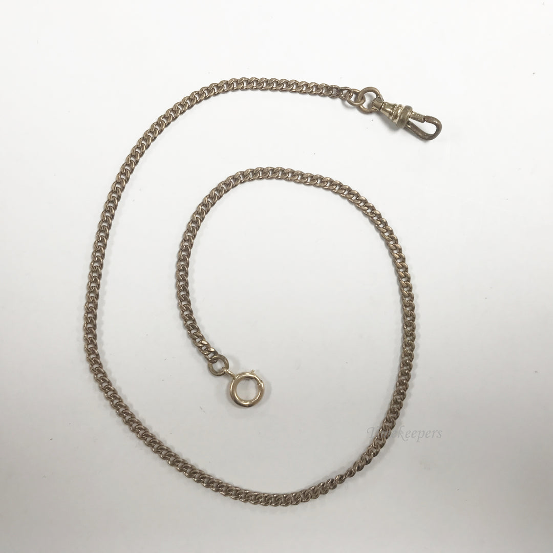 e522 Antique Gold Filled Vest Pocket Watch Chain Gold Tone 14"