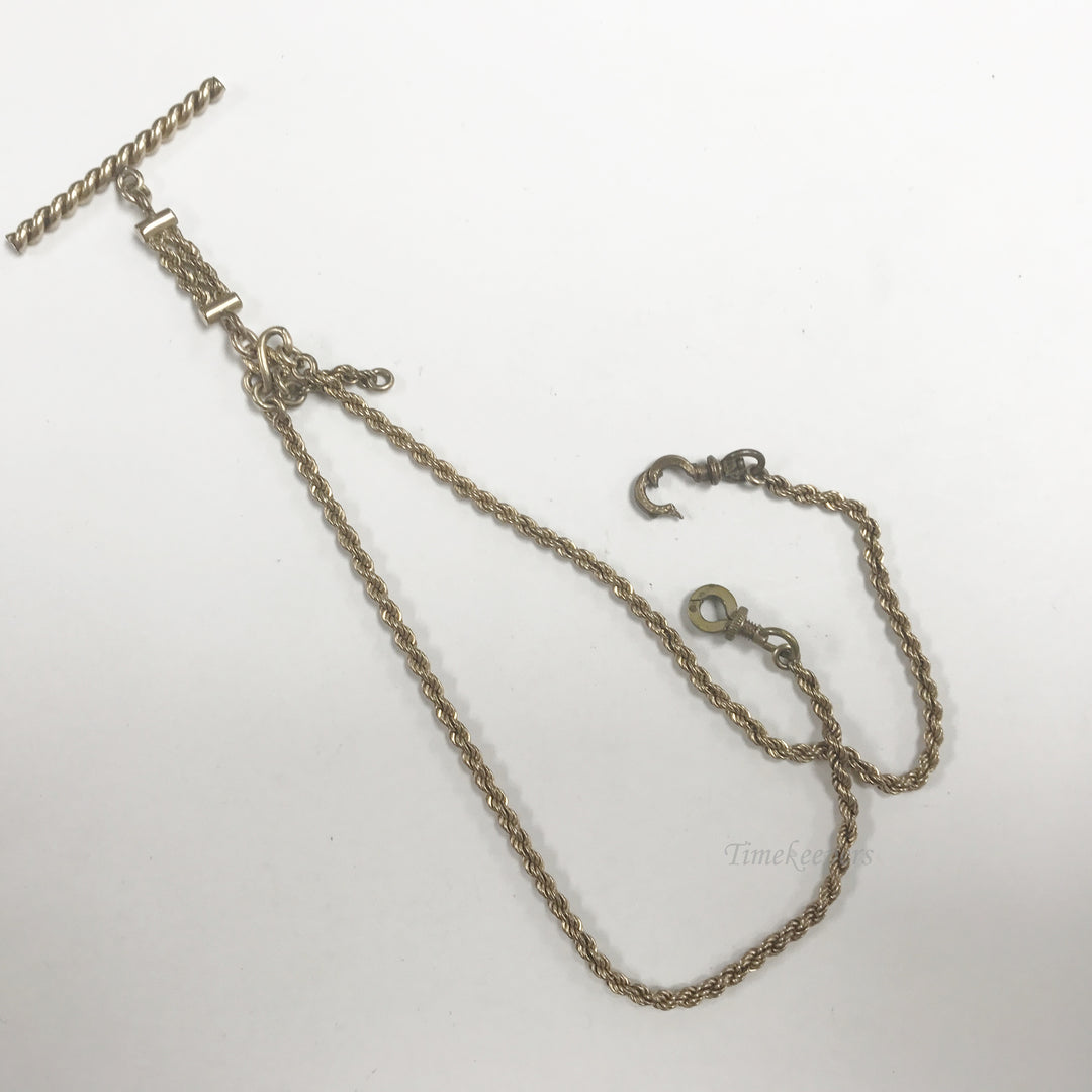 e535 Antique Gold Filled Vest Pocket Watch Double Chain & Pendant Link