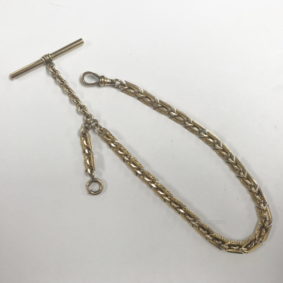 e539 Antique Gold Filled Vest Pocket Watch Ornamental Link Chain