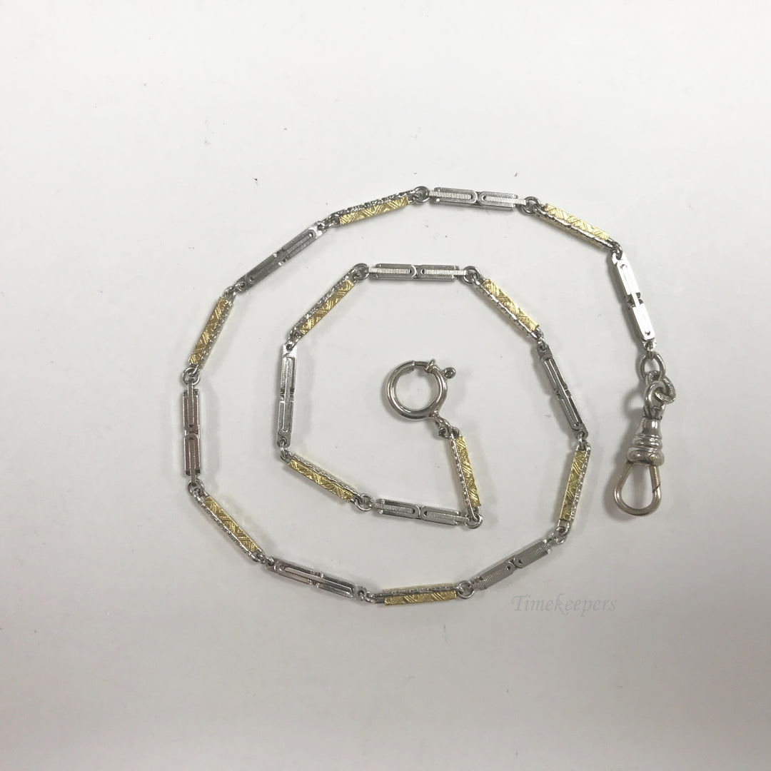 e547 Antique Gold Filled Vest Pocket Watch Two-Tone Link Chain