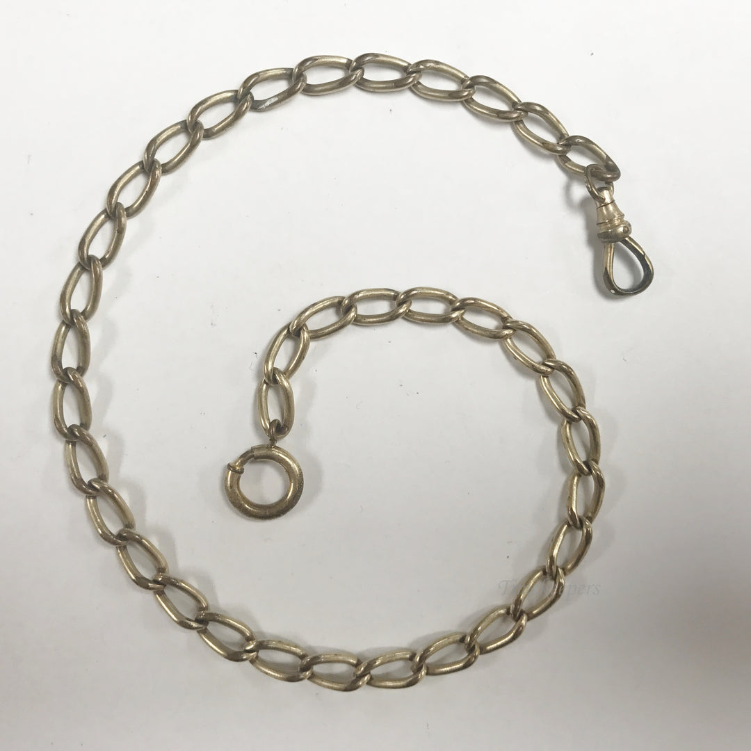 e551 Antique Gold Filled Vest Pocket Watch Oval Link Chain Gold Tone