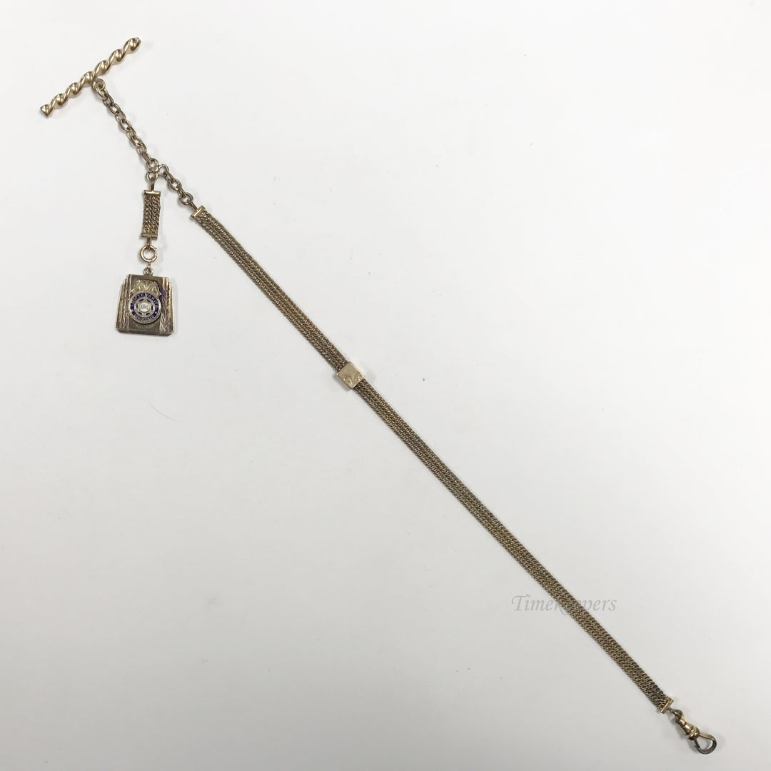e570 Antique Gold Filled Pendant Pocket Watch Chain Necklace Medallion & Slide