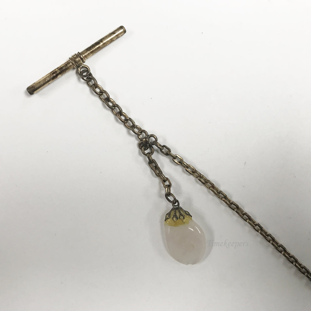 e574 Antique Gold Filled Vest Pocket Watch Link Chain Spring Clasp & Pendant