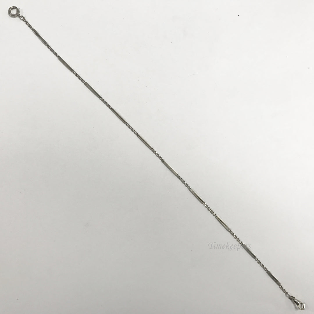 e584 Antique 14K White Gold Vest Pocket Watch Link Chain Spring Clasp