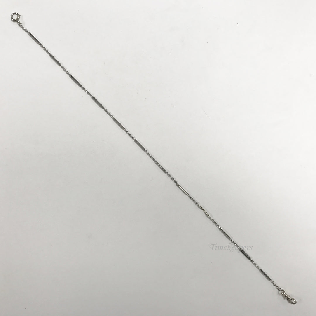e586 Antique 14K White Gold Vest Pocket Watch Link Chain Spring Clasp