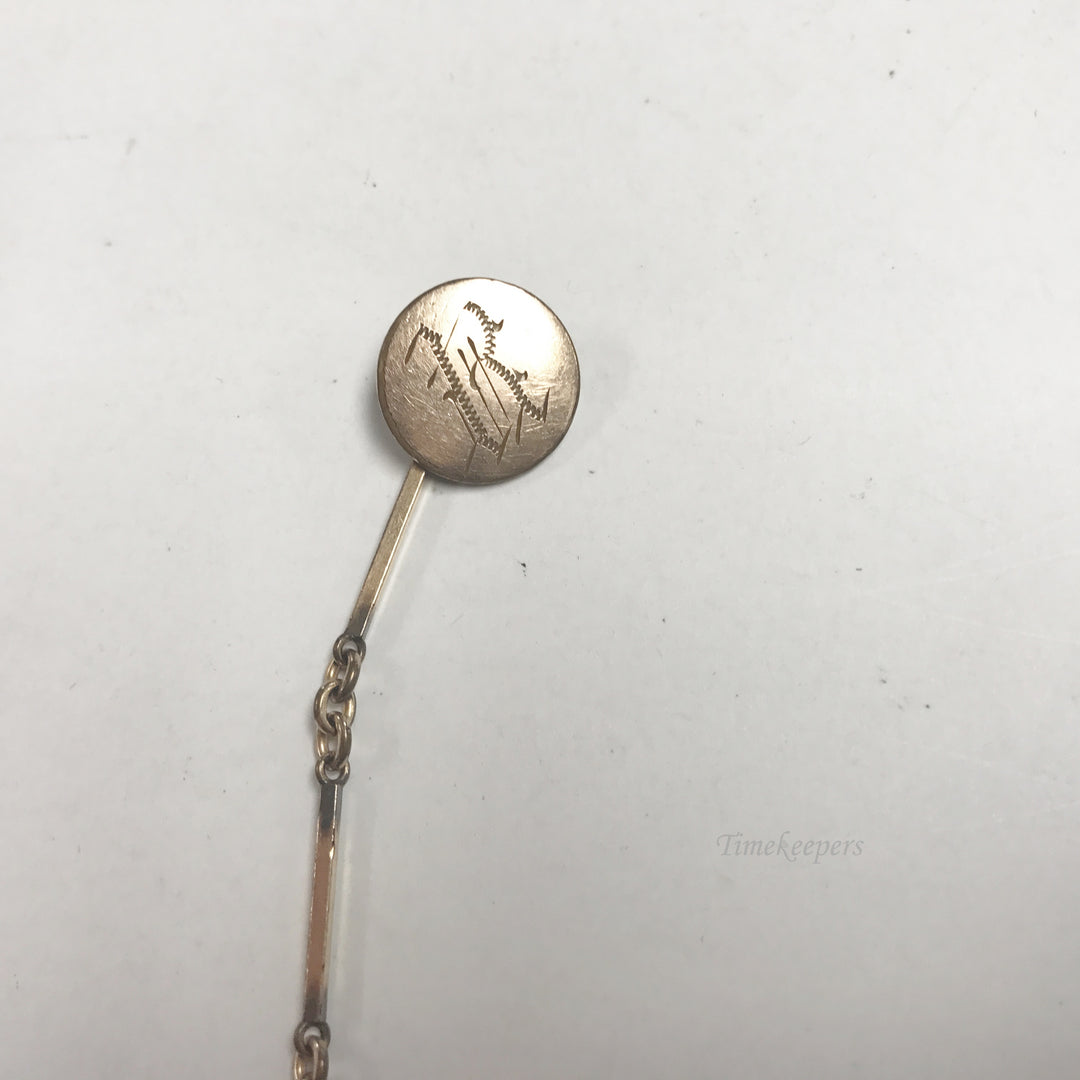 e596 Antique Gold Filled Vest Pocket Watch Chain Button & Spring Clasp