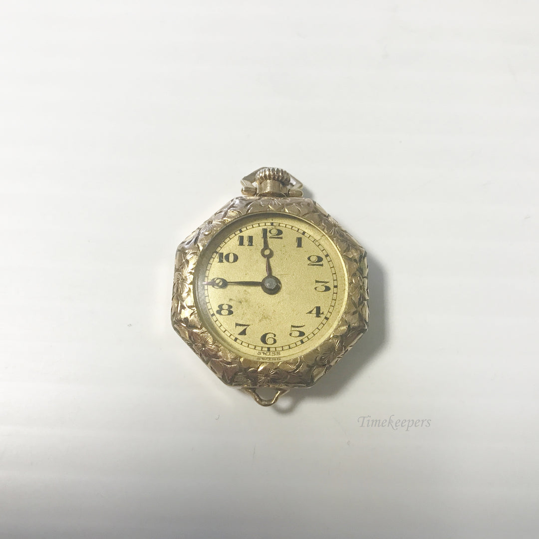 e600 Vintage GF Gold Tone Mechanical Pocket Swiss Pendant Watch