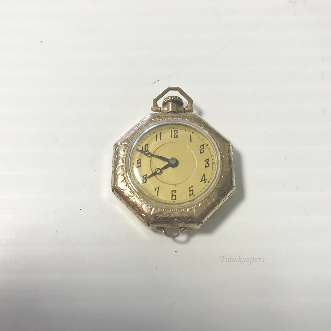 e601 Vintage GF Gold Tone Mechanical Pocket Pendant Watch