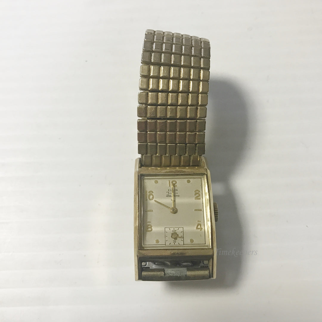 e608 Vintage Elgin De Luxe Gold Tone Hand-Winding 17J Men's Wrist Watch