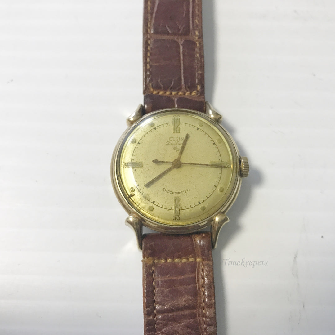 e625 Vintage Authentic Elgin De Luxe 10K GF Mechanical Men's Wrist Watch