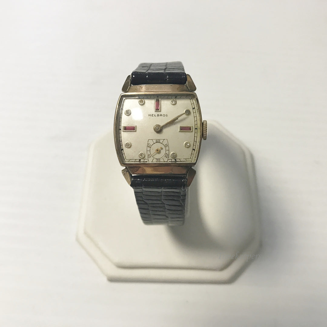 e639 Vintage Helbros Swiss Men's Wrist Watch 10K RGP Stainless Back