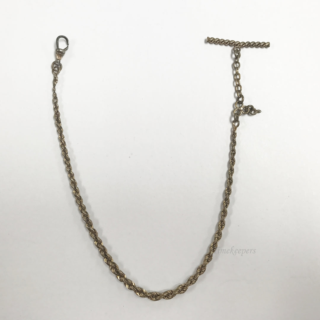 e672 Antique Gold Filled Vest Pocket Watch Chain Gold Tone 14"