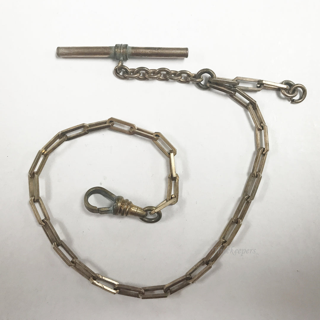 e674 Antique Gold Filled Vest Pocket Watch Wide Chain Gold Tone 11"