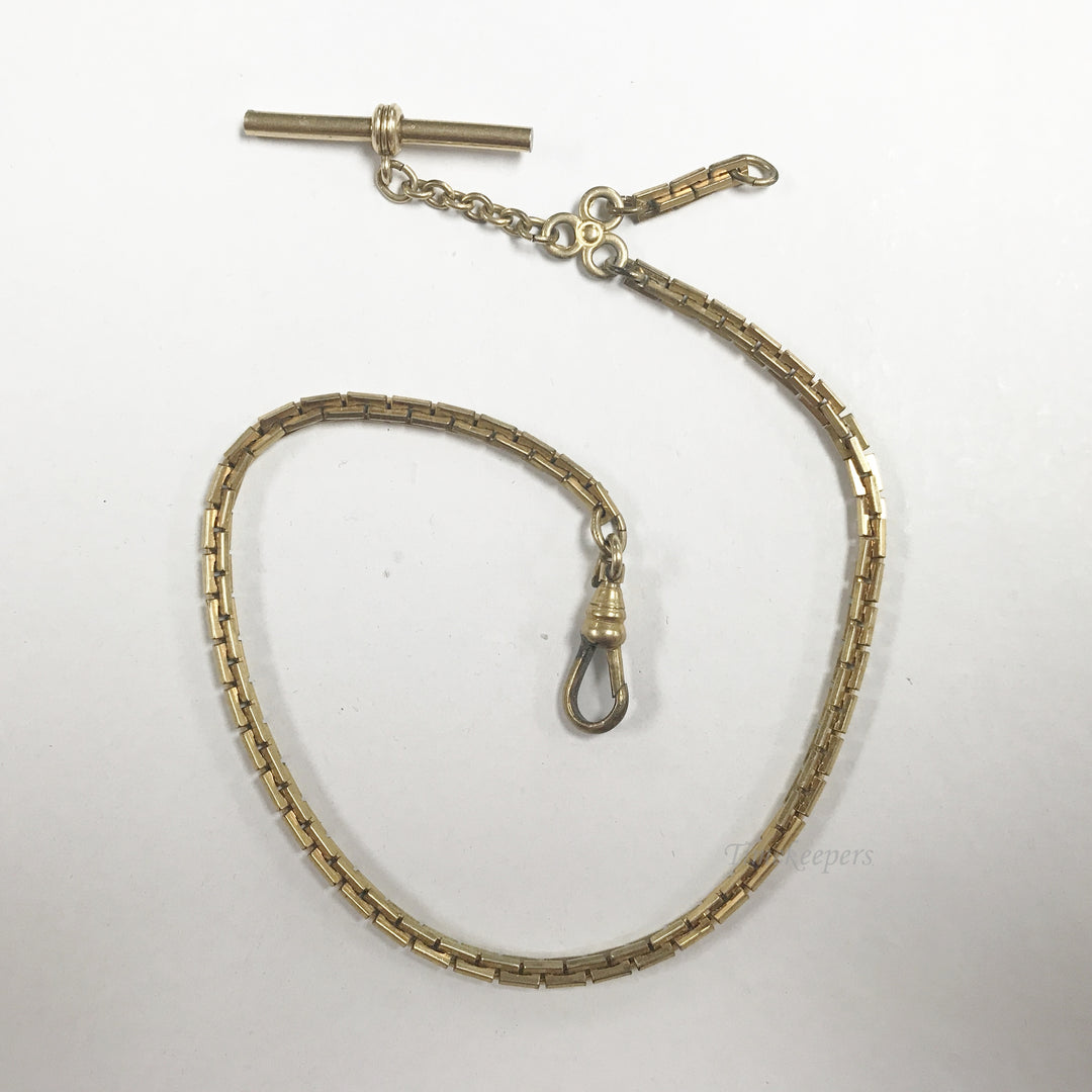 e675 Antique Gold Filled Vest Pocket Watch Box Links Chain Gold Tone 11"