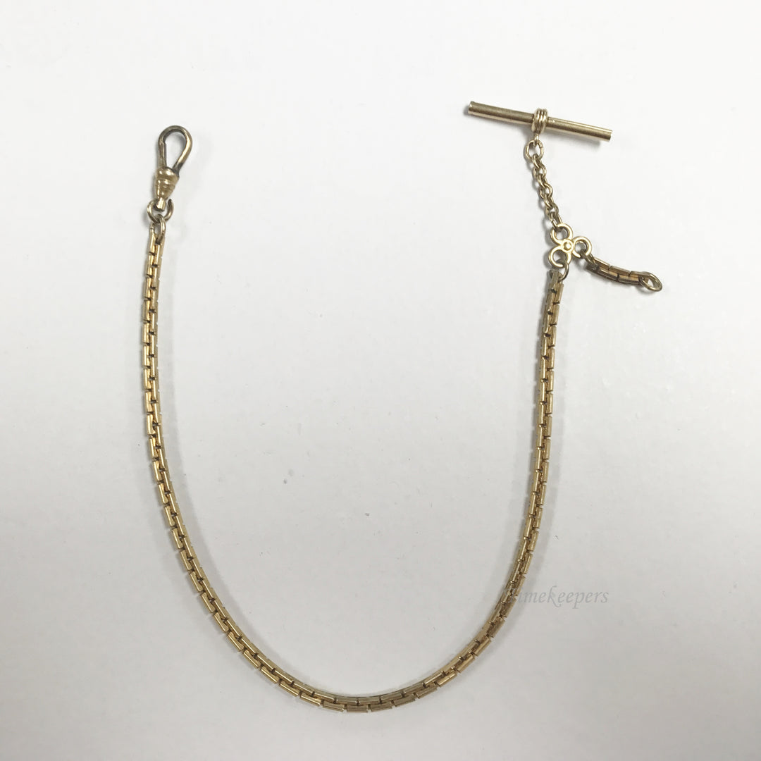 e675 Antique Gold Filled Vest Pocket Watch Box Links Chain Gold Tone 11"