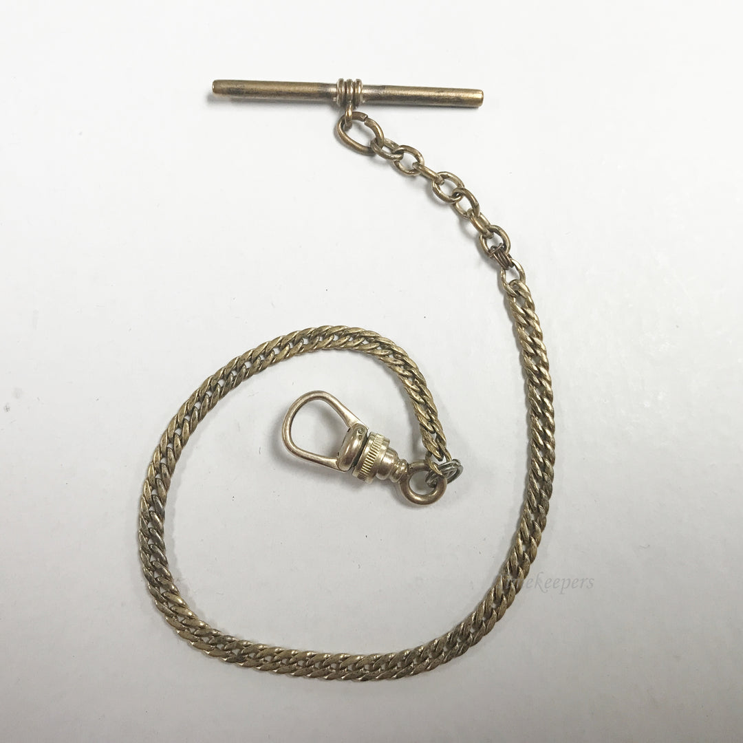 e678 Antique Gold Filled Vest Pocket Watch Twisted Chain Gold Tone 8"