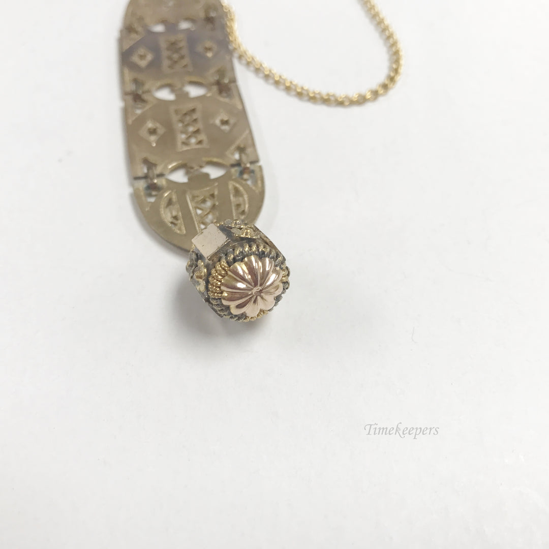 e715 Antique Gold Filled Filigree Links Fob Vest Pocket Watch Chain