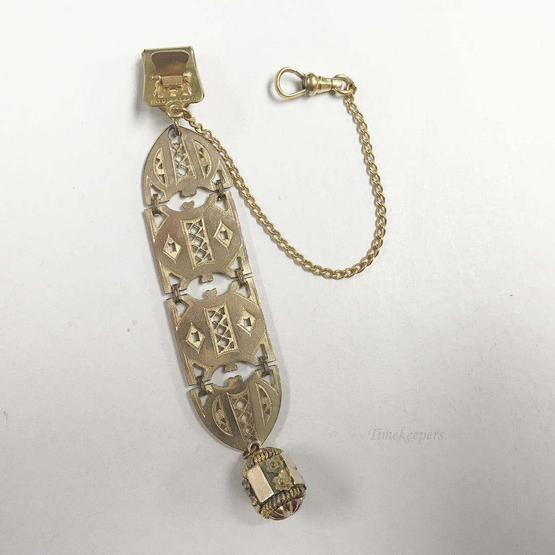 e715 Antique Gold Filled Filigree Links Fob Vest Pocket Watch Chain