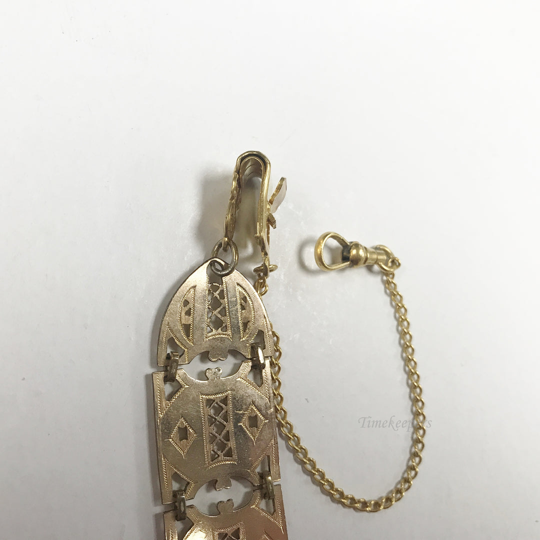 e715 Antique Gold Filled Filigree Links Fob Vest Pocket Watch Chain