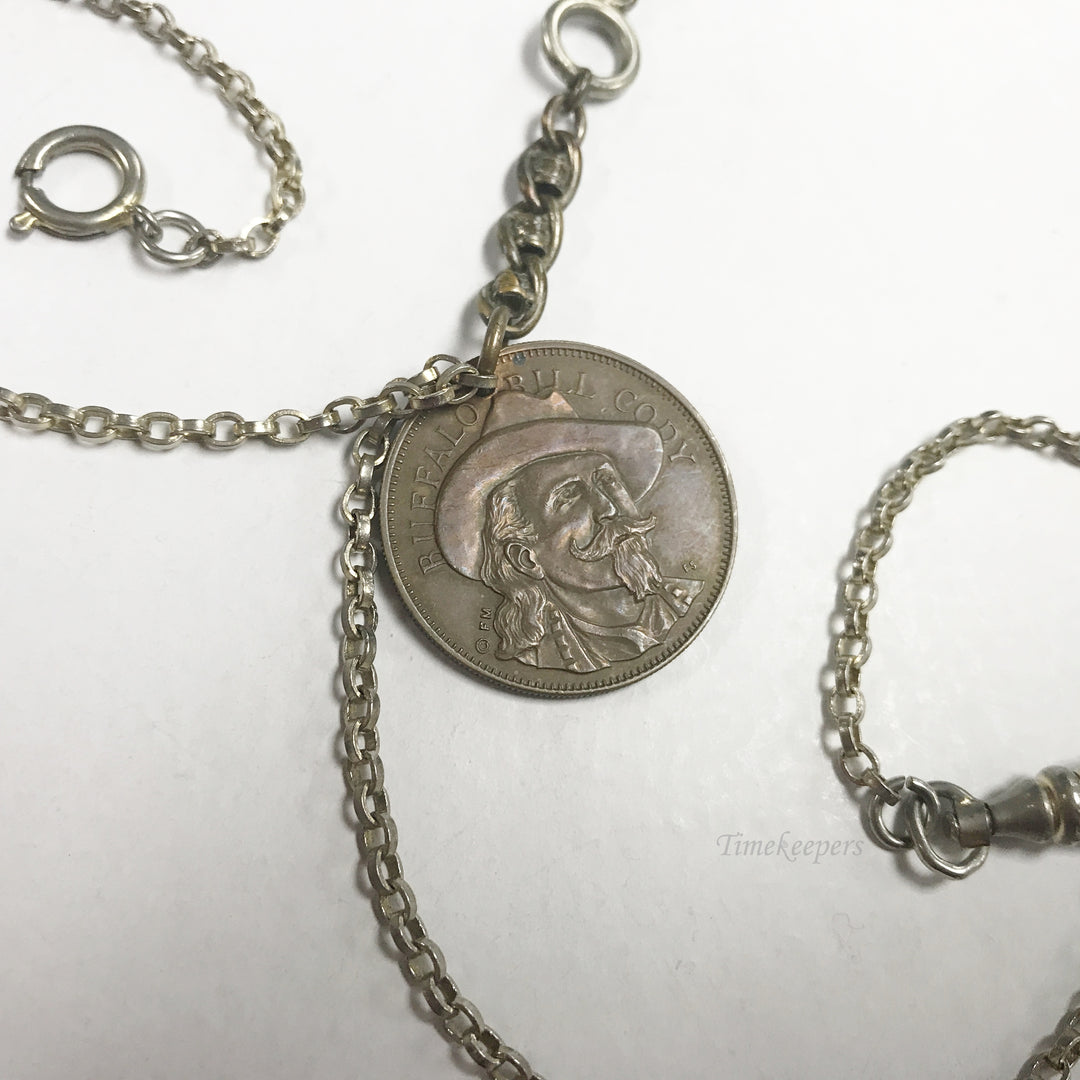 e723 Vintage Gold Filled Vest Pocket Watch Chain with Coin Medallion Pendant