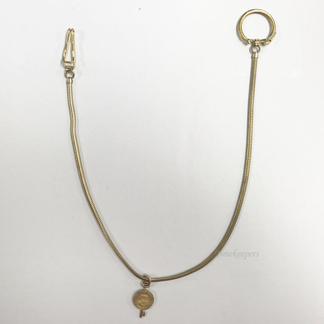 e725 Vintage Gold Filled Belt Clip Pocket Watch Chain with Pendant