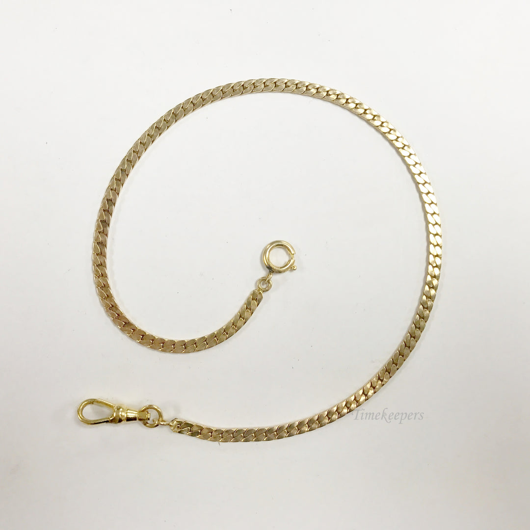 e744 Antique Gold Filled Vest Pocket Watch Chain Spring Clasp Gold Tone 13"