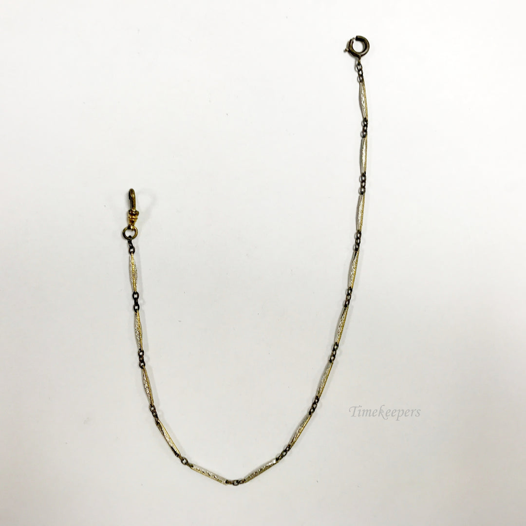 e747 Antique Gold Filled Vest Pocket Watch Chain Spring Clasp Gold Tone 13"