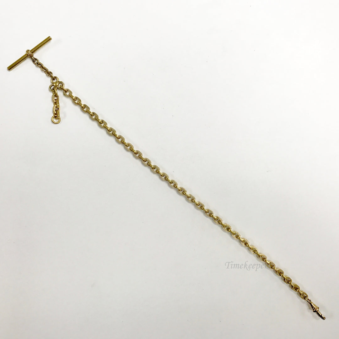 e758 Antique Gold Filled Vest Pocket Watch Chain Gold Tone Spring Clasp 11"