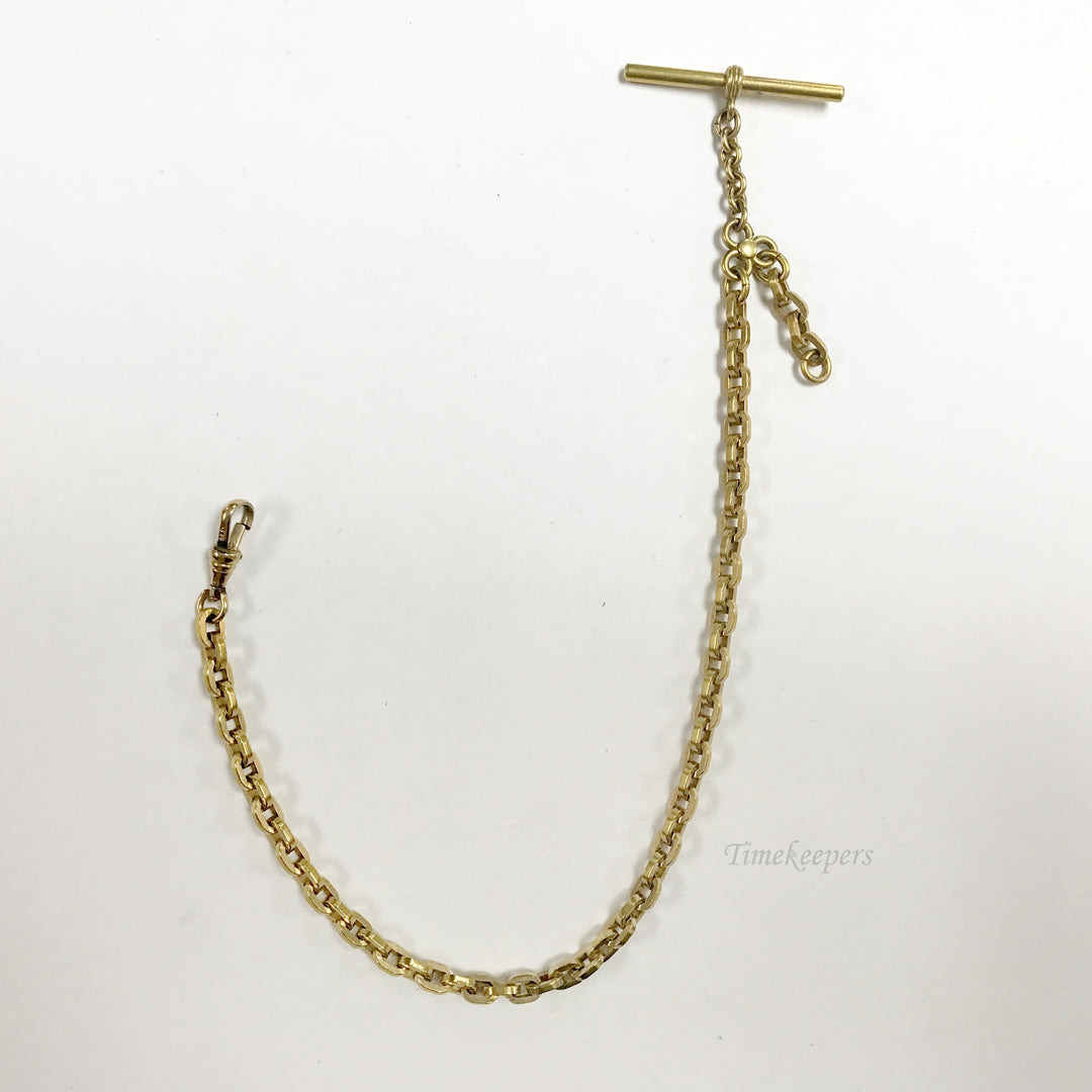 e758 Antique Gold Filled Vest Pocket Watch Chain Gold Tone Spring Clasp 11"