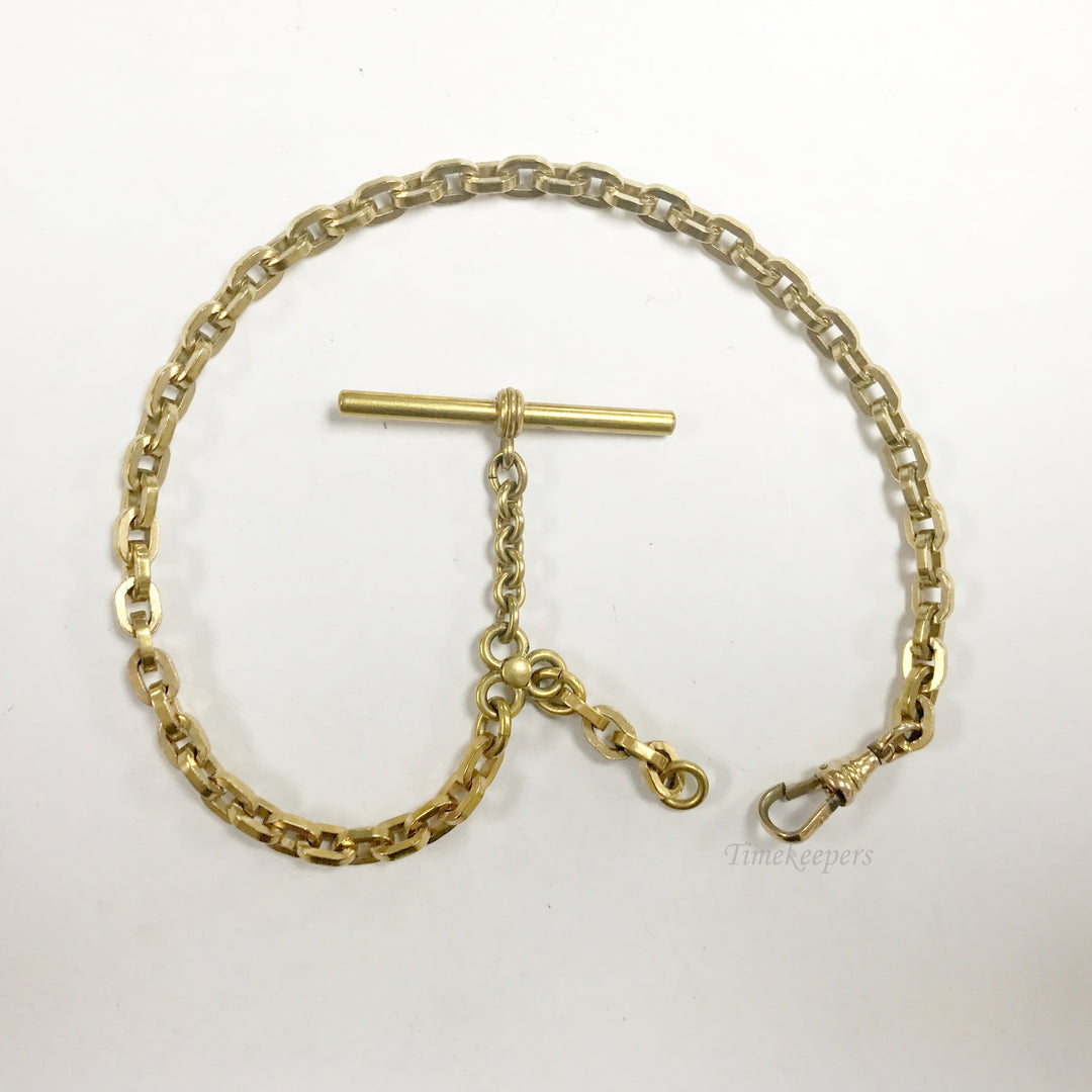 e758 Antique Gold Filled Vest Pocket Watch Chain Gold Tone Spring Clasp 11"