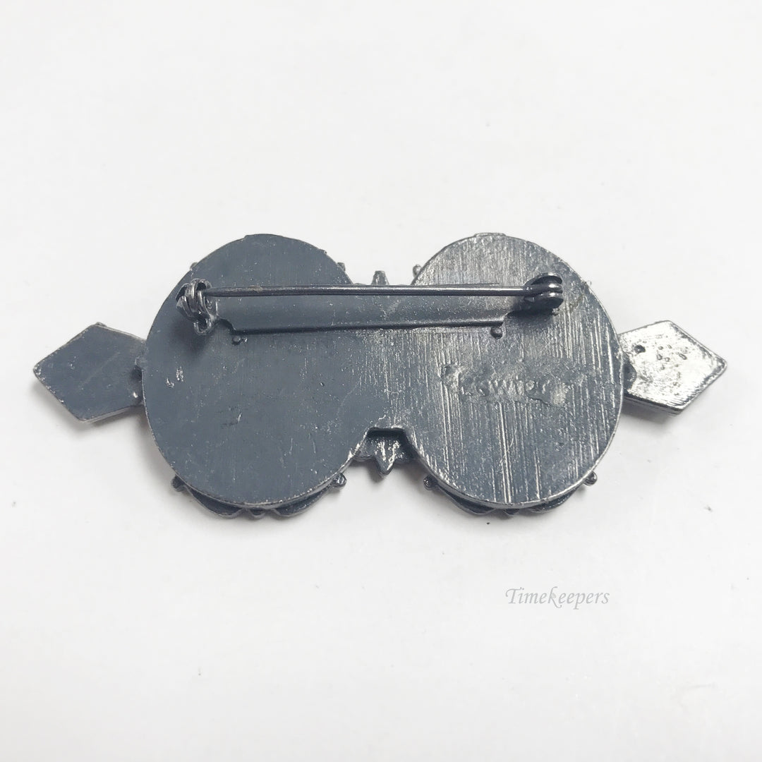 e770 Vintage Elegant Silver Tone Double Picture Frame Brooch Pin