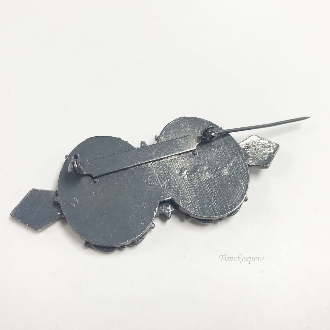 e770 Vintage Elegant Silver Tone Double Picture Frame Brooch Pin