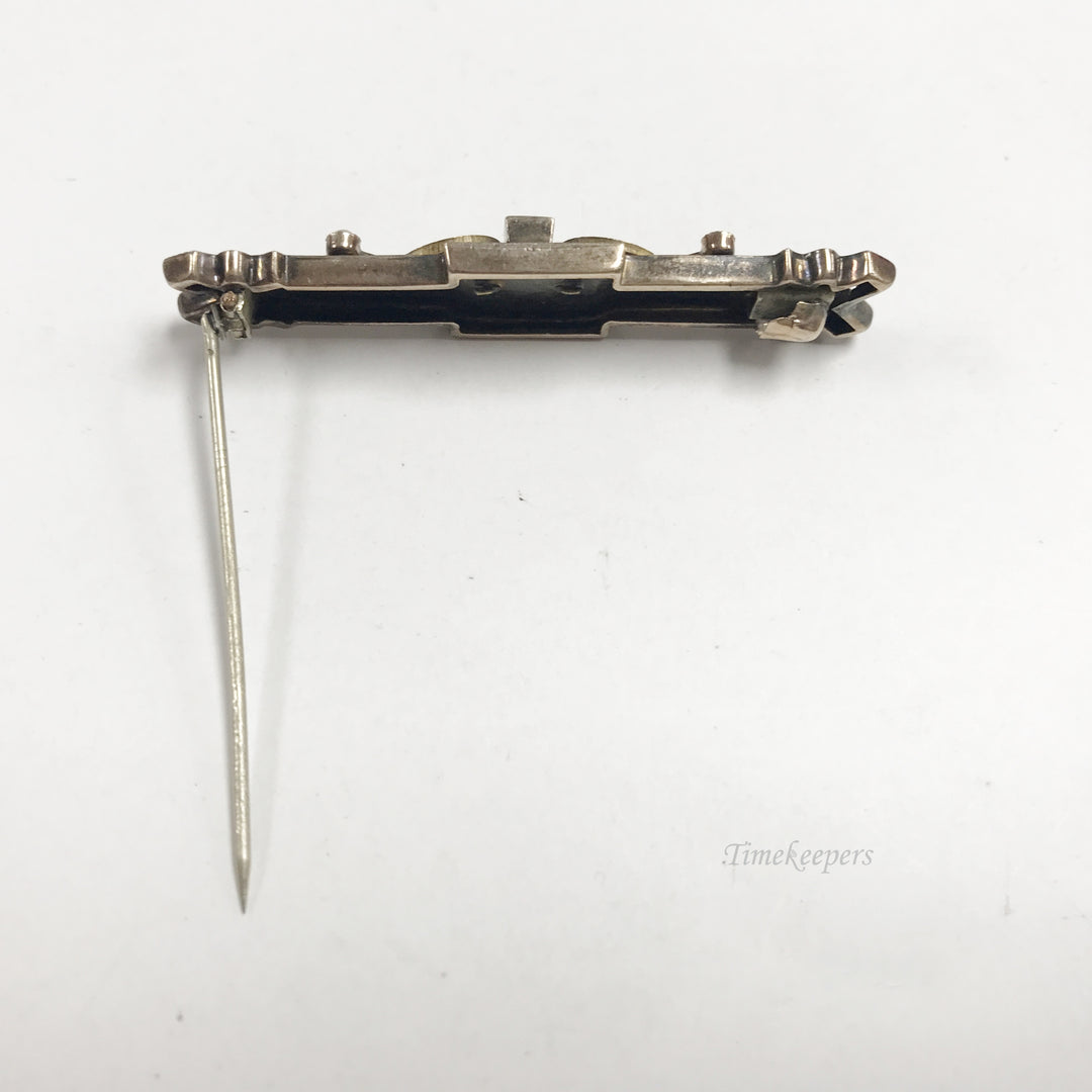 e812 Vintage 10K Yellow Gold Pearl Blue Stone Pin Brooch