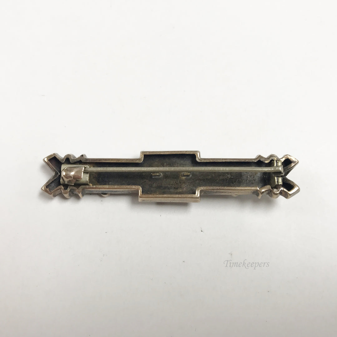 e812 Vintage 10K Yellow Gold Pearl Blue Stone Pin Brooch