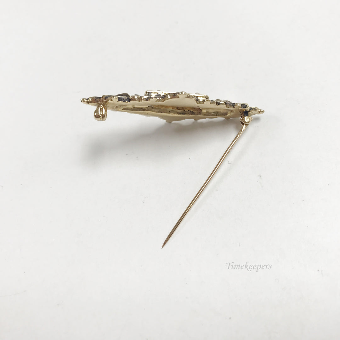 e813 Vintage 14K Yellow Gold Elegant Pearl Pin Brooch