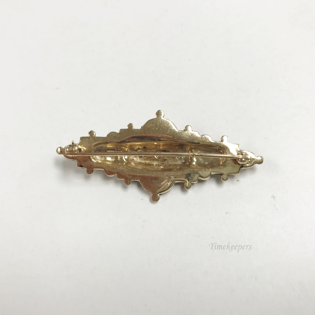 e813 Vintage 14K Yellow Gold Elegant Pearl Pin Brooch