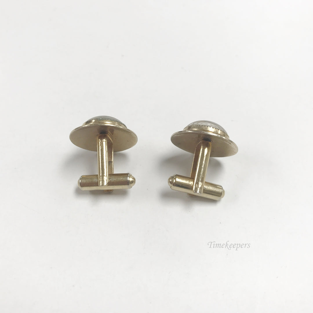 e818 Vintage Reverse Painted Horse Crystal Gold Tone Cuff Links